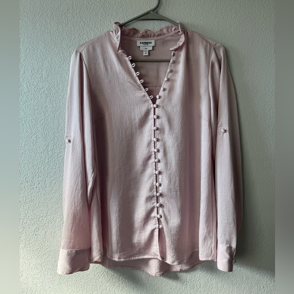 Express Light Pink Blouse with Button Detail